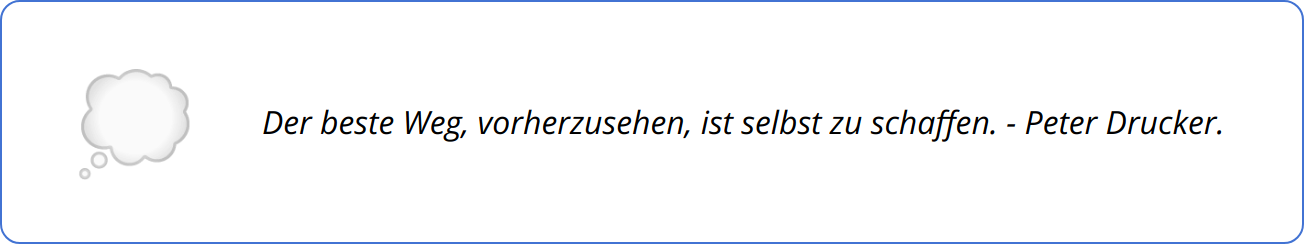 Quote - Der beste Weg, vorherzusehen, ist selbst zu schaffen. - Peter Drucker.