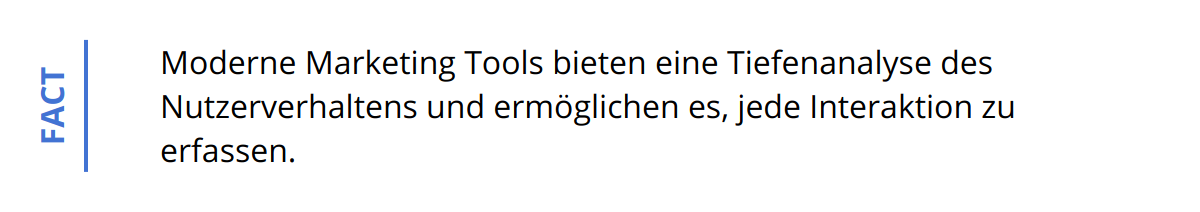 Fact - Moderne Marketing Tools bieten eine Tiefenanalyse des Nutzerverhaltens und ermöglichen es, jede Interaktion zu erfassen.