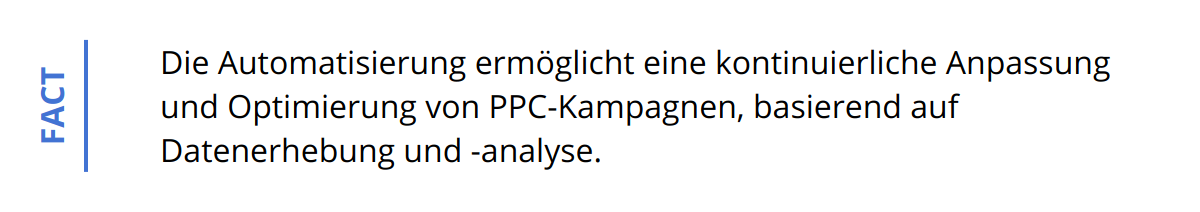 Fact - Die Automatisierung ermöglicht eine kontinuierliche Anpassung und Optimierung von PPC-Kampagnen, basierend auf Datenerhebung und -analyse.