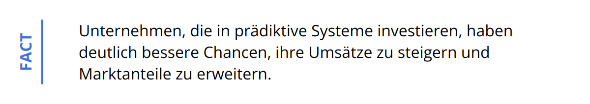 Fact - Unternehmen, die in prädiktive Systeme investieren, haben deutlich bessere Chancen, ihre Umsätze zu steigern und Marktanteile zu erweitern.