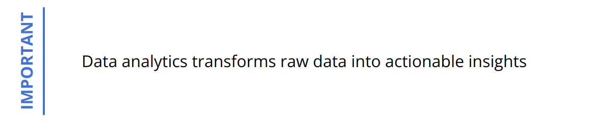 Important - Data analytics transforms raw data into actionable insights