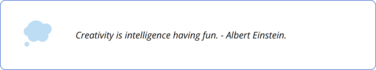 Quote - Creativity is intelligence having fun. - Albert Einstein.