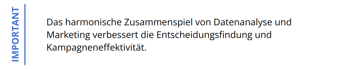 Important - Das harmonische Zusammenspiel von Datenanalyse und Marketing verbessert die Entscheidungsfindung und Kampagneneffektivität.