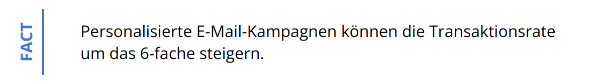 Fact - Personalisierte E-Mail-Kampagnen können die Transaktionsrate um das 6-fache steigern.