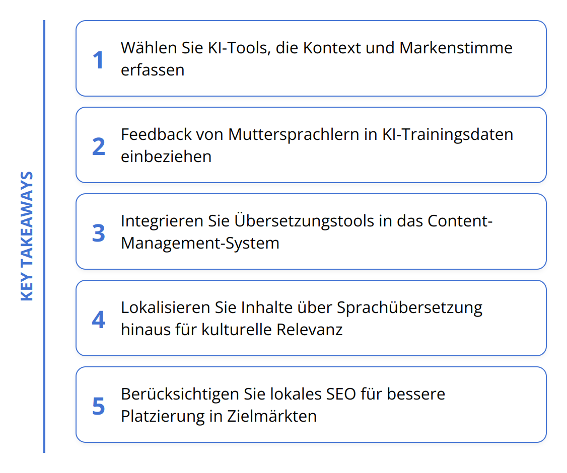 Key Takeaways - Mehrsprachige Inhalte mit KI erstellen [2024 Guide]