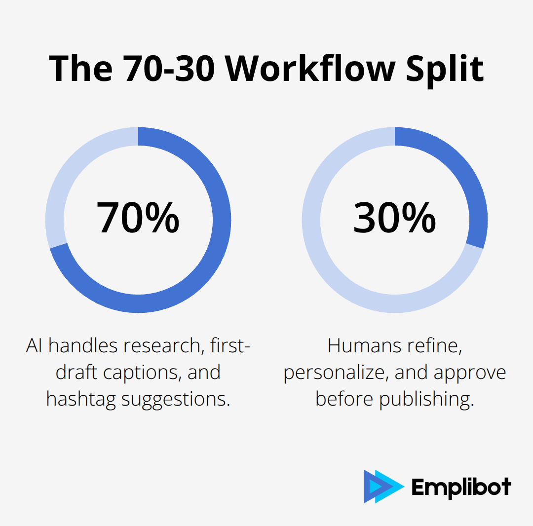 Breakdown of AI vs. human effort in social content operations - ai social media automation