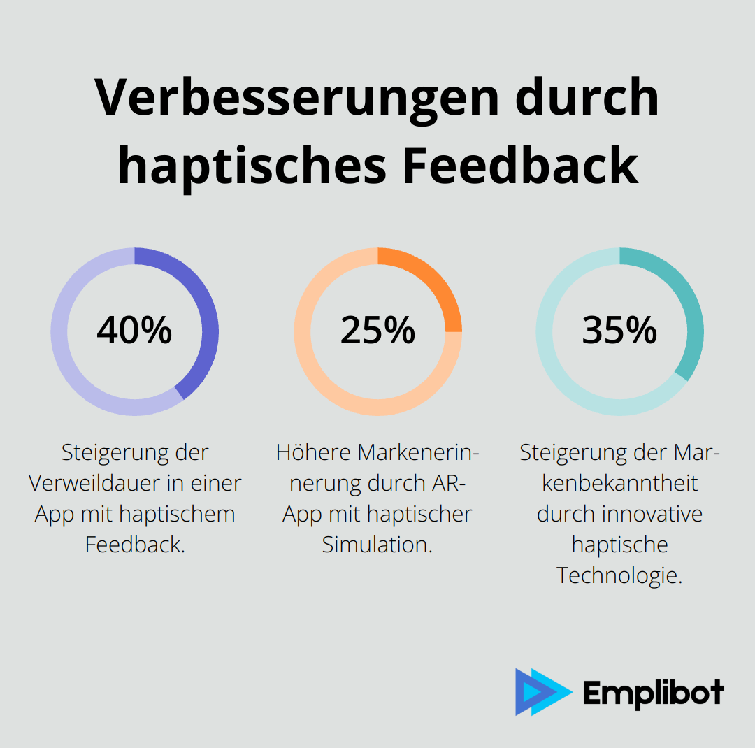 Ein Diagramm, das die prozentualen Verbesserungen durch den Einsatz von haptischem Feedback in verschiedenen Bereichen zeigt. - Haptisches Marketing