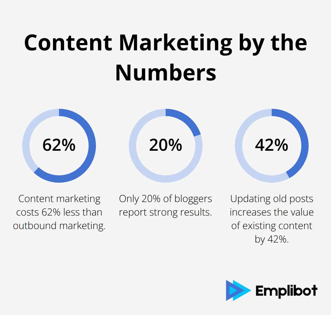 Three percentages highlighting content marketing ROI and performance - increase website traffic