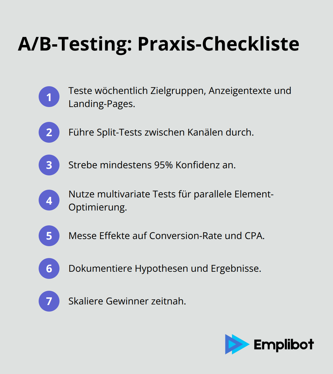 Kompakte Liste mit Best Practices für A/B-Tests