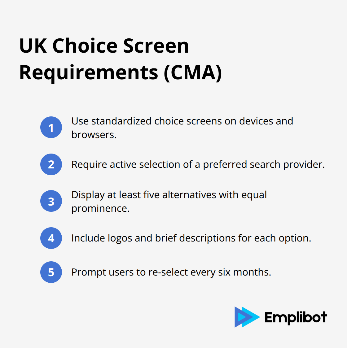Key requirements for CMA-mandated search choice screens in the UK - UK Moves on Google Search Oversight