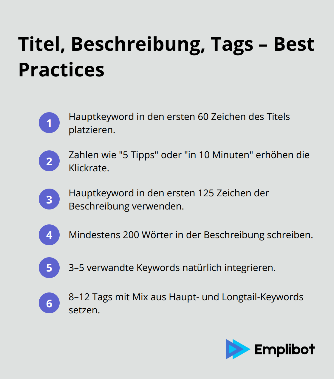 Kompakte Checkliste für YouTube-Metadaten zur Video-SEO