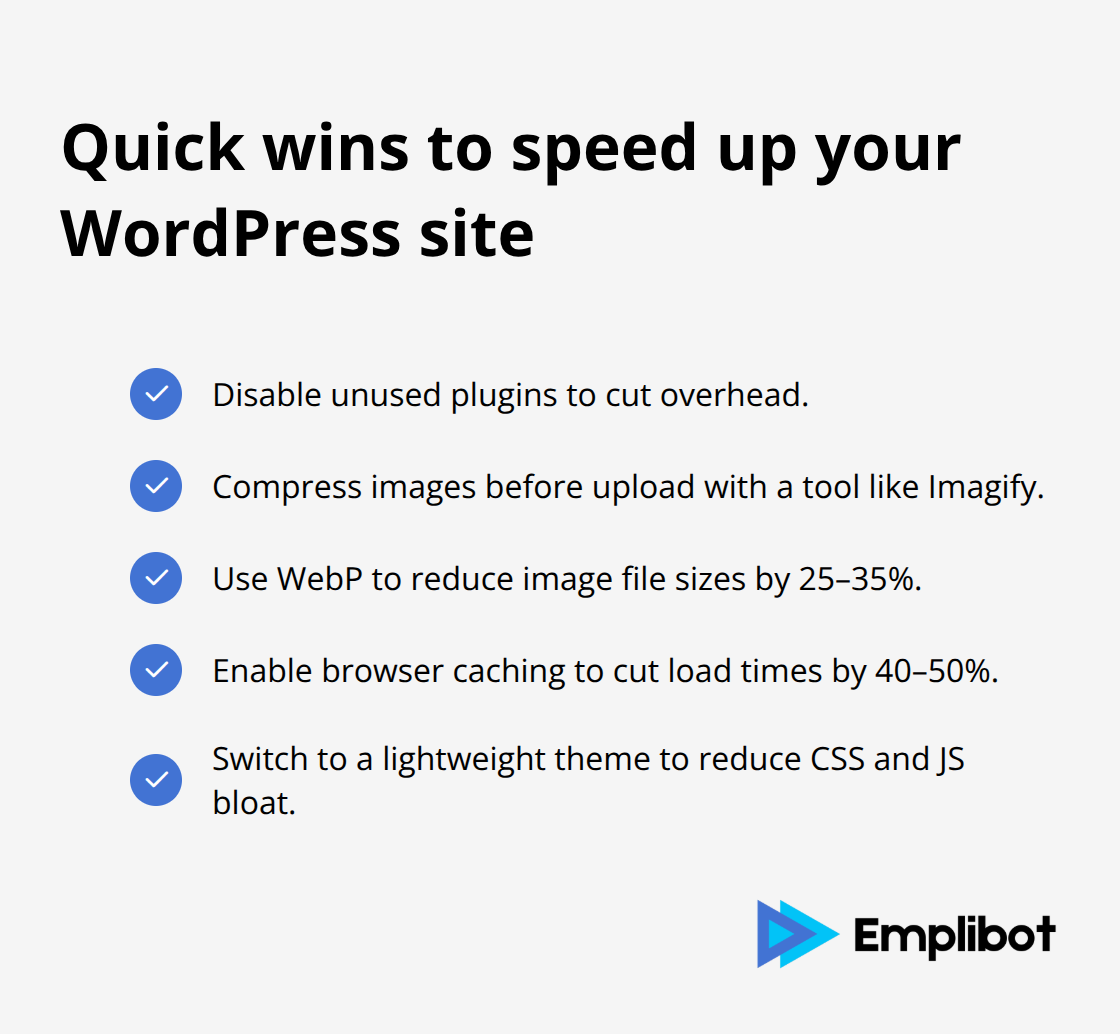 Checklist of immediate WordPress performance improvements - wordpress blog SEO tips