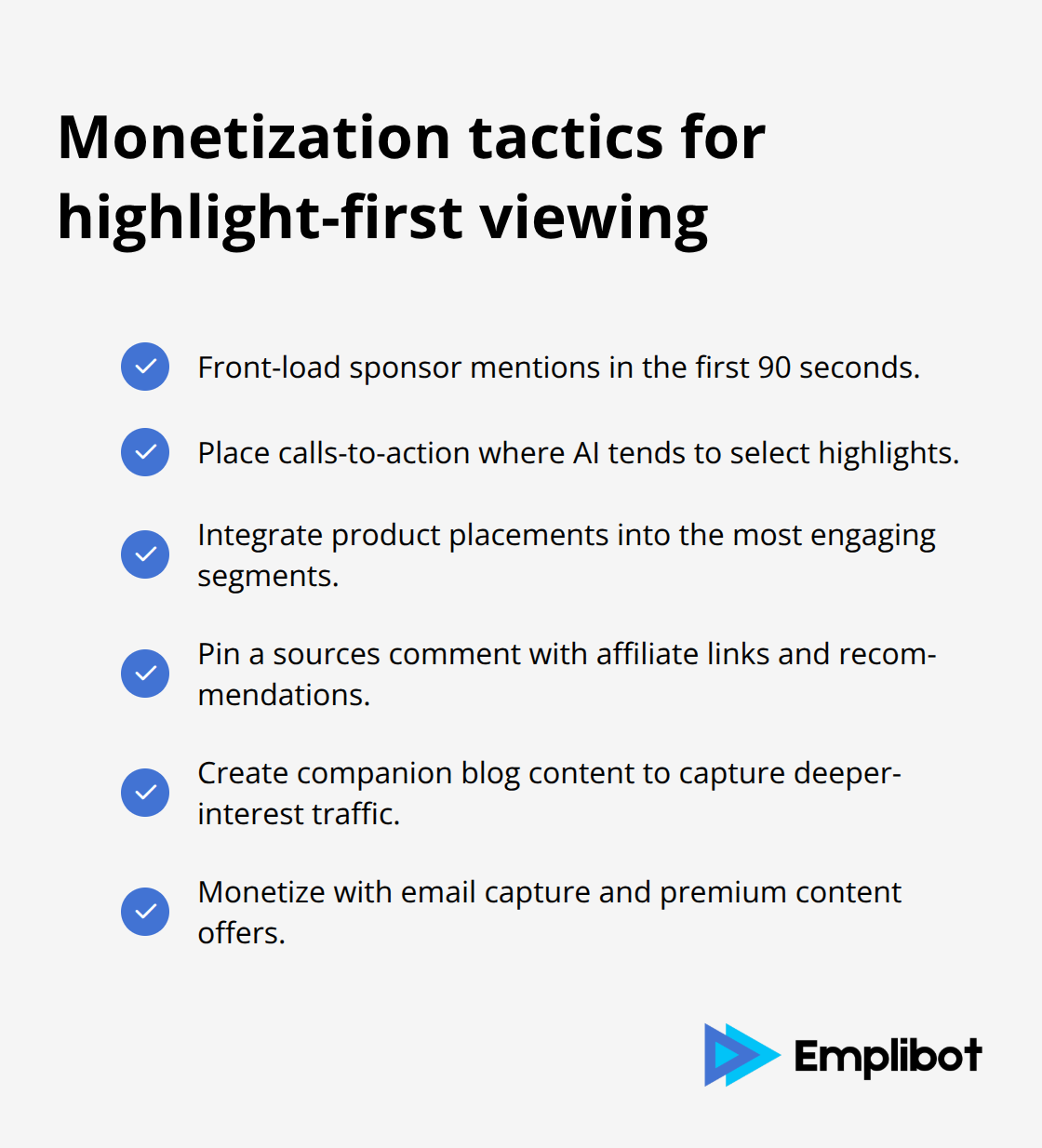 Checklist of tactics to protect and grow revenue with YouTube AI highlights